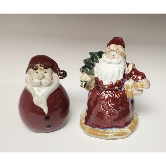 Unknown Other - Santa Claus Ceramic Figure Glazed Tree Lots Of 2